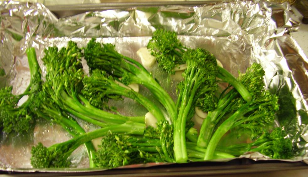Broccoli and Garlic in pan