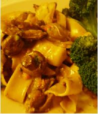 beef stroganoff and broccoli