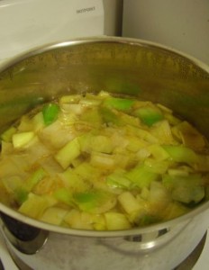 Simmering Pot of Potato Leek Soup